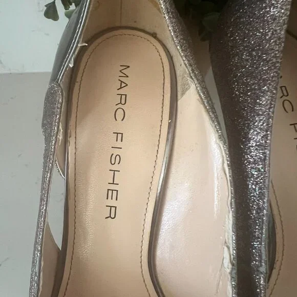 Marc Fisher Tumble Glitter Sparkle Stiletto Heels Pumps Peep Toe Size 10M - Picture 12 of 16